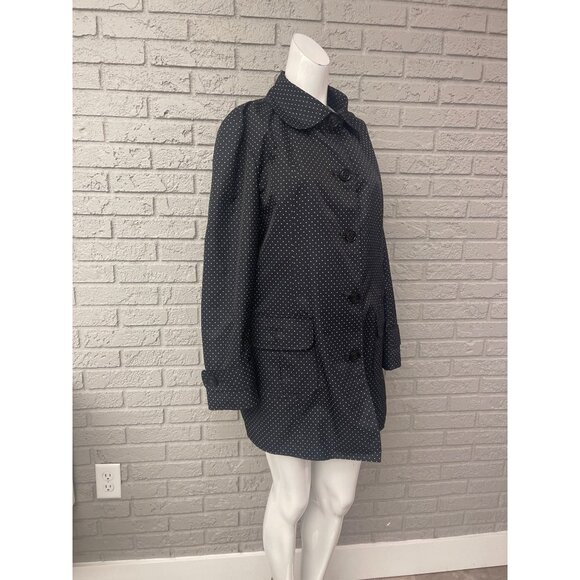 Gallery Women Black White Polka Dot Water Repellent Raincoat Size L - Picture 4 of 10